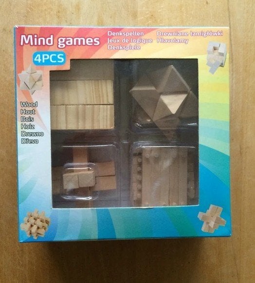 4 houten denkspellen Mind Games, Een of twee spelers, Ophalen of Verzenden, Zo goed als nieuw, Tollkuhn
