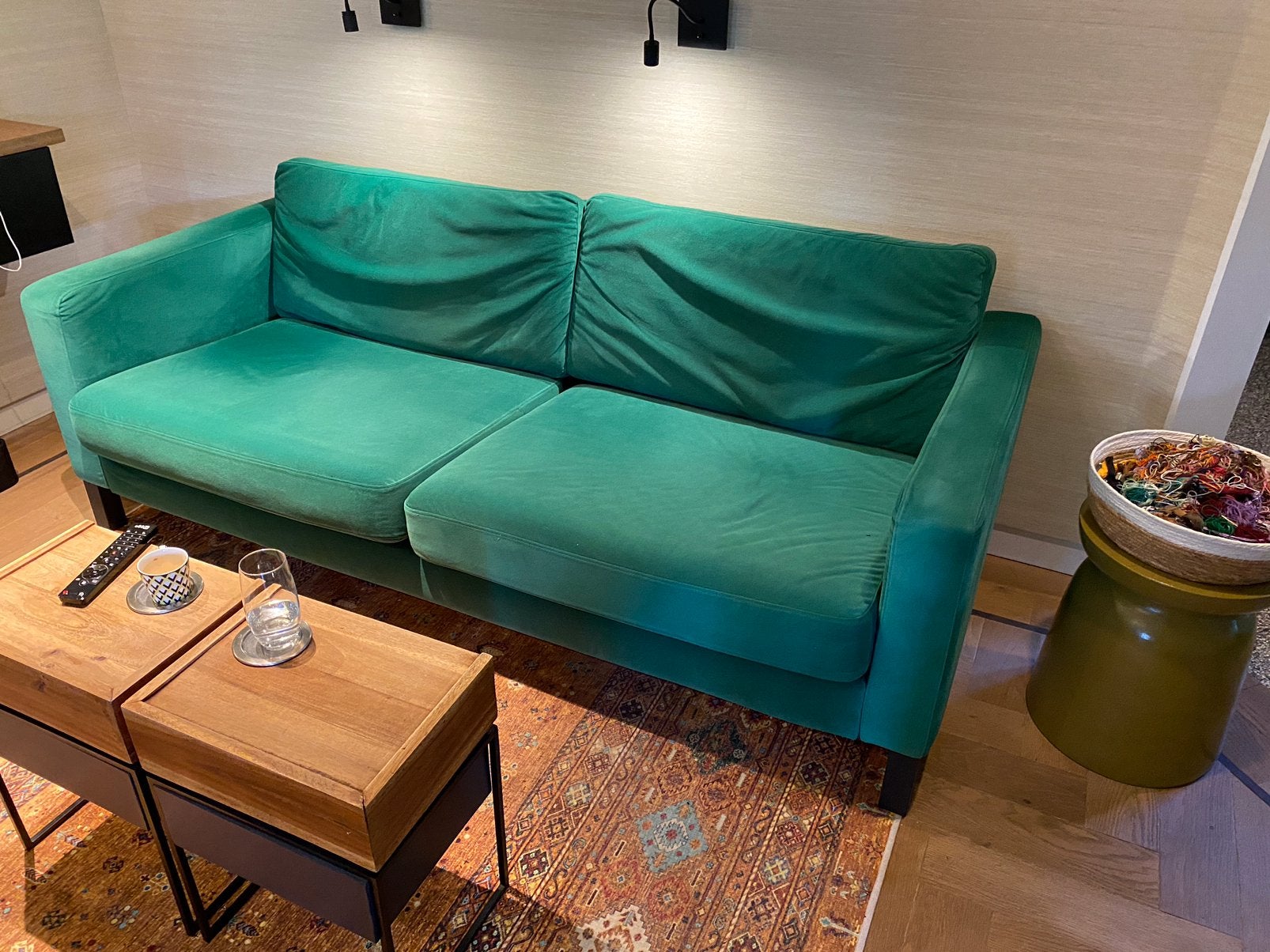 Ikea bankhoes 3-zits Karlstad kleur Abundant Green, Ophalen, Zo goed als nieuw, 75 tot 100 cm, 200 tot 250 cm
