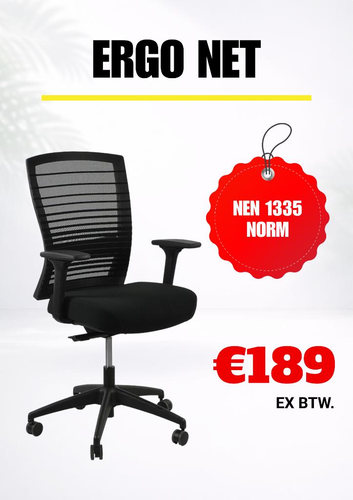 Ergo C3 – Bureaustoel – Zwart – Refurbished, Zwart, Ophalen of Verzenden, Zo goed als nieuw, Bureaustoel