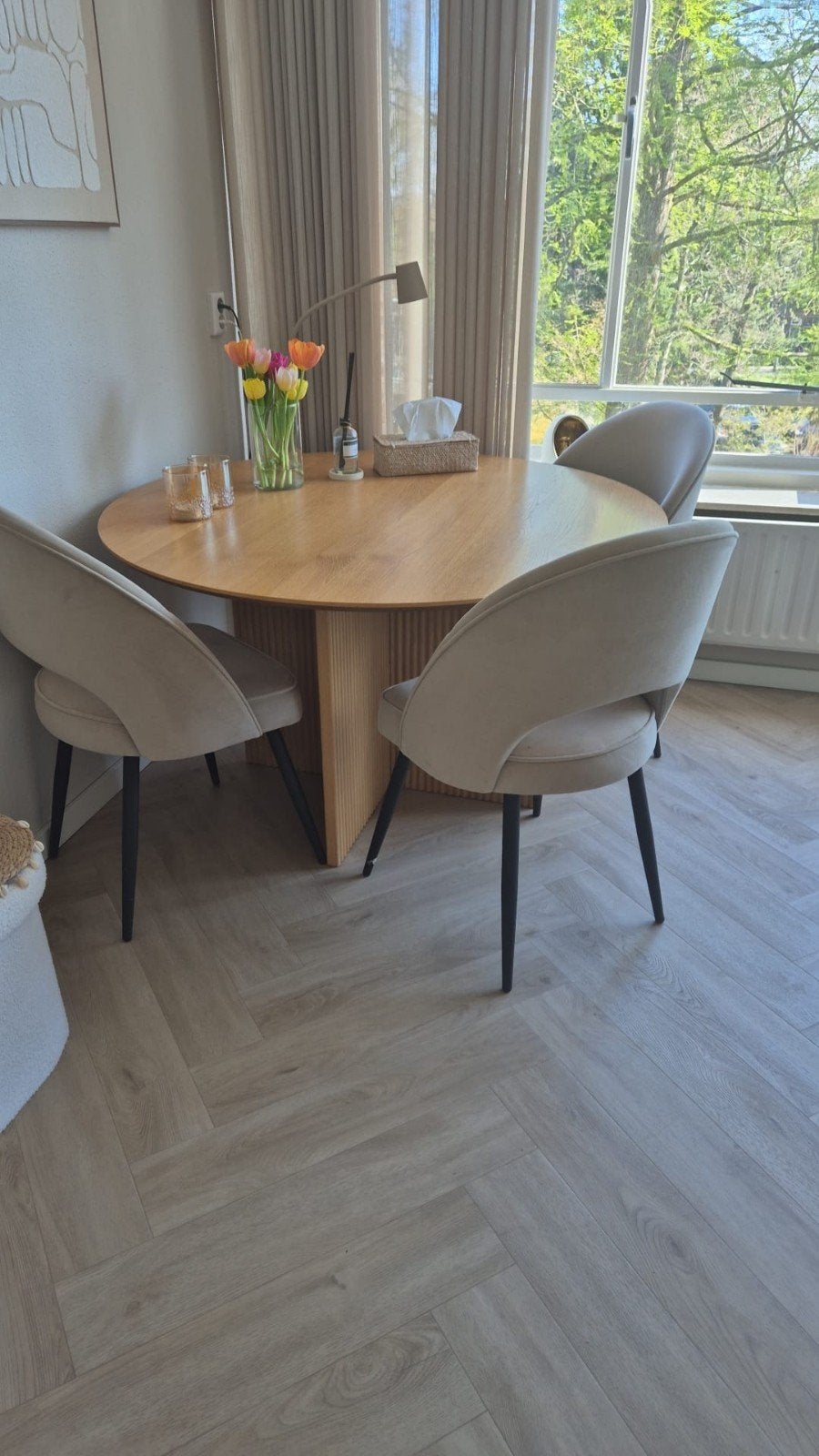 Ronde eettafel TE KOOP, Ophalen, Zo goed als nieuw, Minder dan 5 m², Laminaat