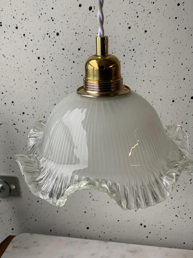 Vintage glazen lamp kapjes, Huis en Inrichting, Lampen | Hanglampen, Ophalen of Verzenden, Minder dan 50 cm