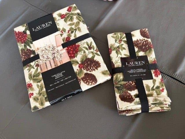 kerst Ralfp Lauren tafellaken en 4 servetten samen als set, Ophalen of Verzenden