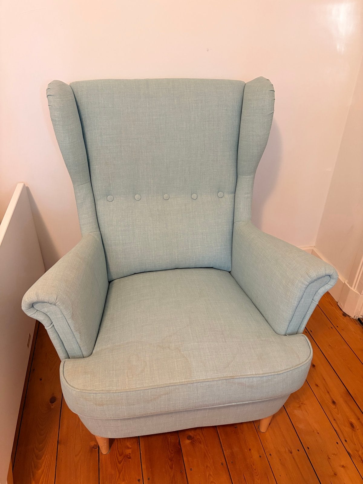 IKEA Strandmon fauteuil - Lichtgroene kleur, Huis en Inrichting, Ophalen, Gebruikt, Stof, 75 tot 100 cm