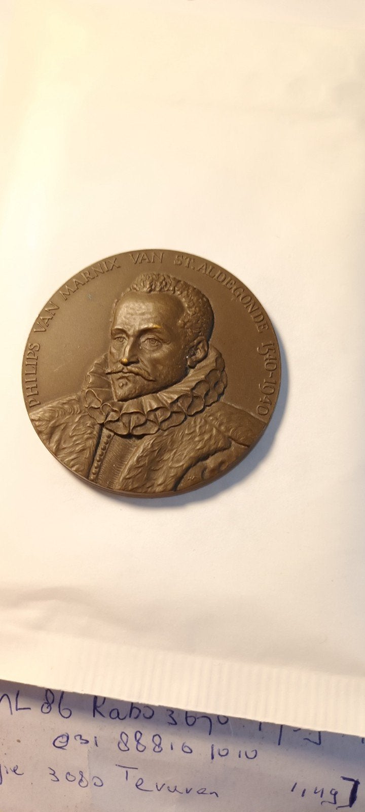 Historische Bronzen Penning Philips van Marnix, Ophalen of Verzenden, Brons, Nederland