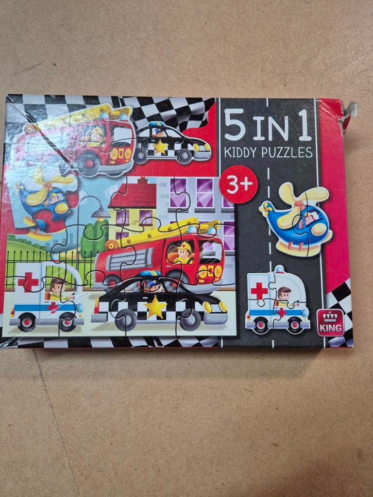 5-in-1 Kiddy Puzzels met Voertuigen - KING, Ophalen of Verzenden, Gebruikt, 2 tot 4 jaar