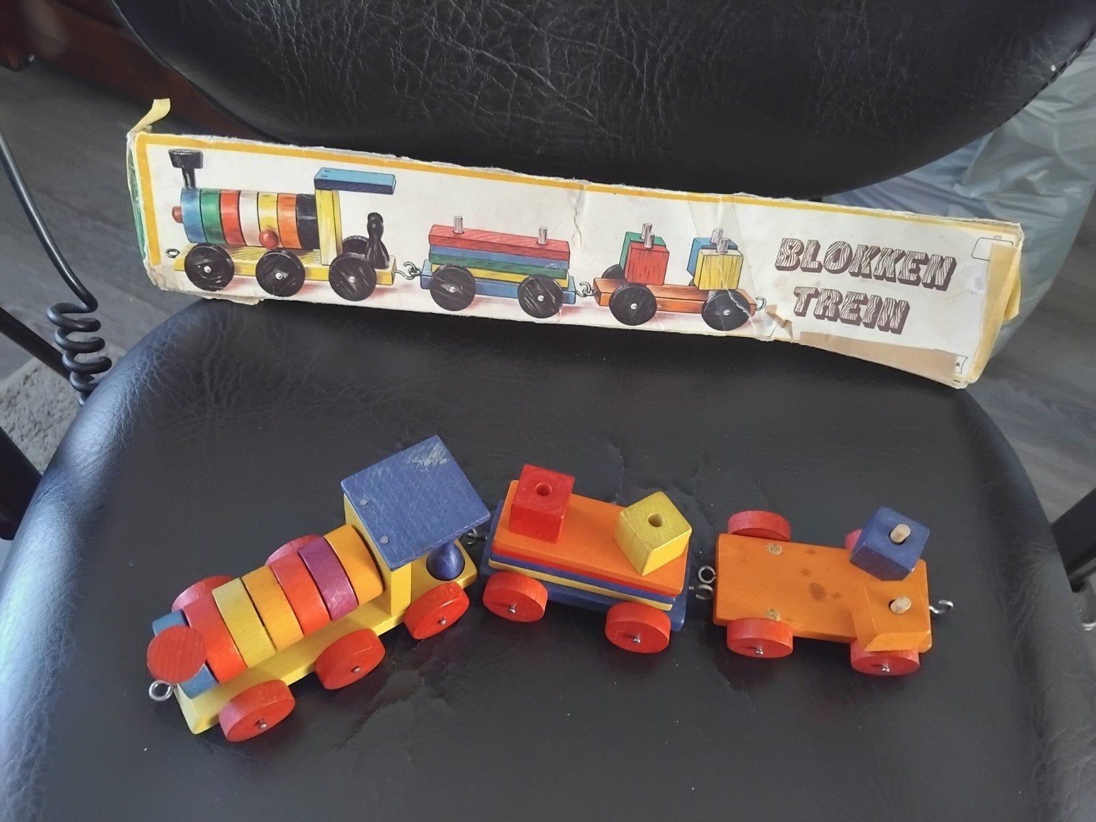 Vintage Houten Blokken Trein Speelgoed, Ophalen of Verzenden