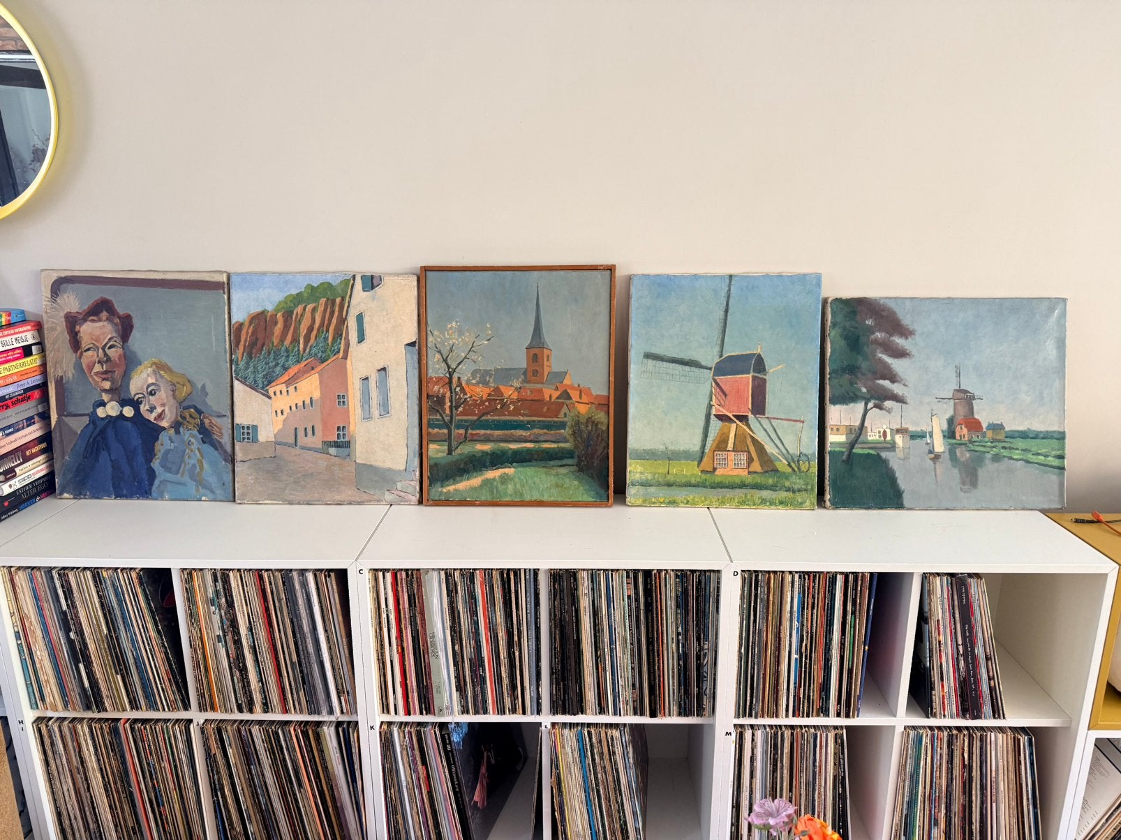 5 schilderijen omg voorburg molens 40x50cm, Ophalen of Verzenden