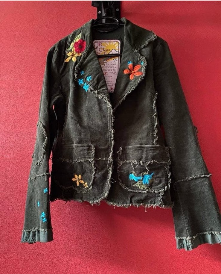 Groen geborduurd jasje La Classe Couture maat M. ZGAN, Maat 38/40 (M), Ophalen of Verzenden, Zo goed als nieuw, Jasje