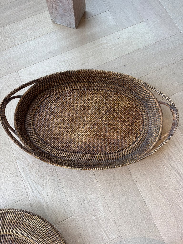 mand, Huis en Inrichting, Ophalen of Verzenden, Gebruikt, Rond, Riet