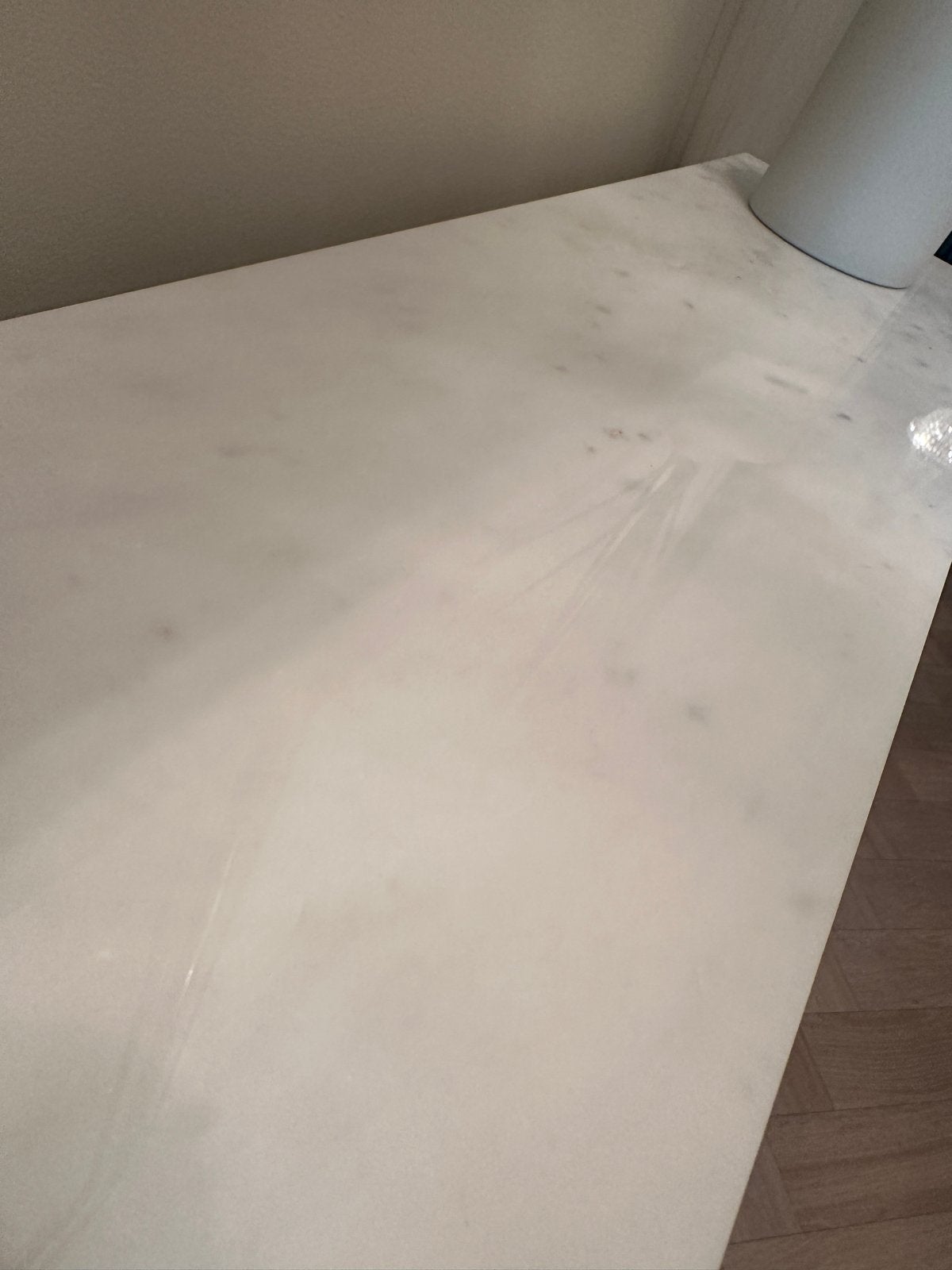 Moderne console tafel / sidetable met marmeren blad, Ophalen, 100 tot 150 cm, Zo goed als nieuw, Minder dan 25 cm