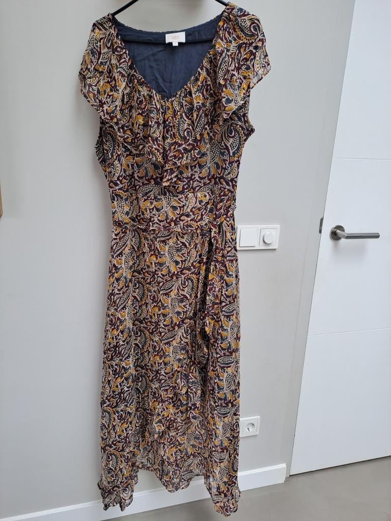 Aiko lange damesjurk XL met print en ceintuur, Maat 46/48 (XL) of groter, Ophalen of Verzenden, Gedragen, Onder de knie