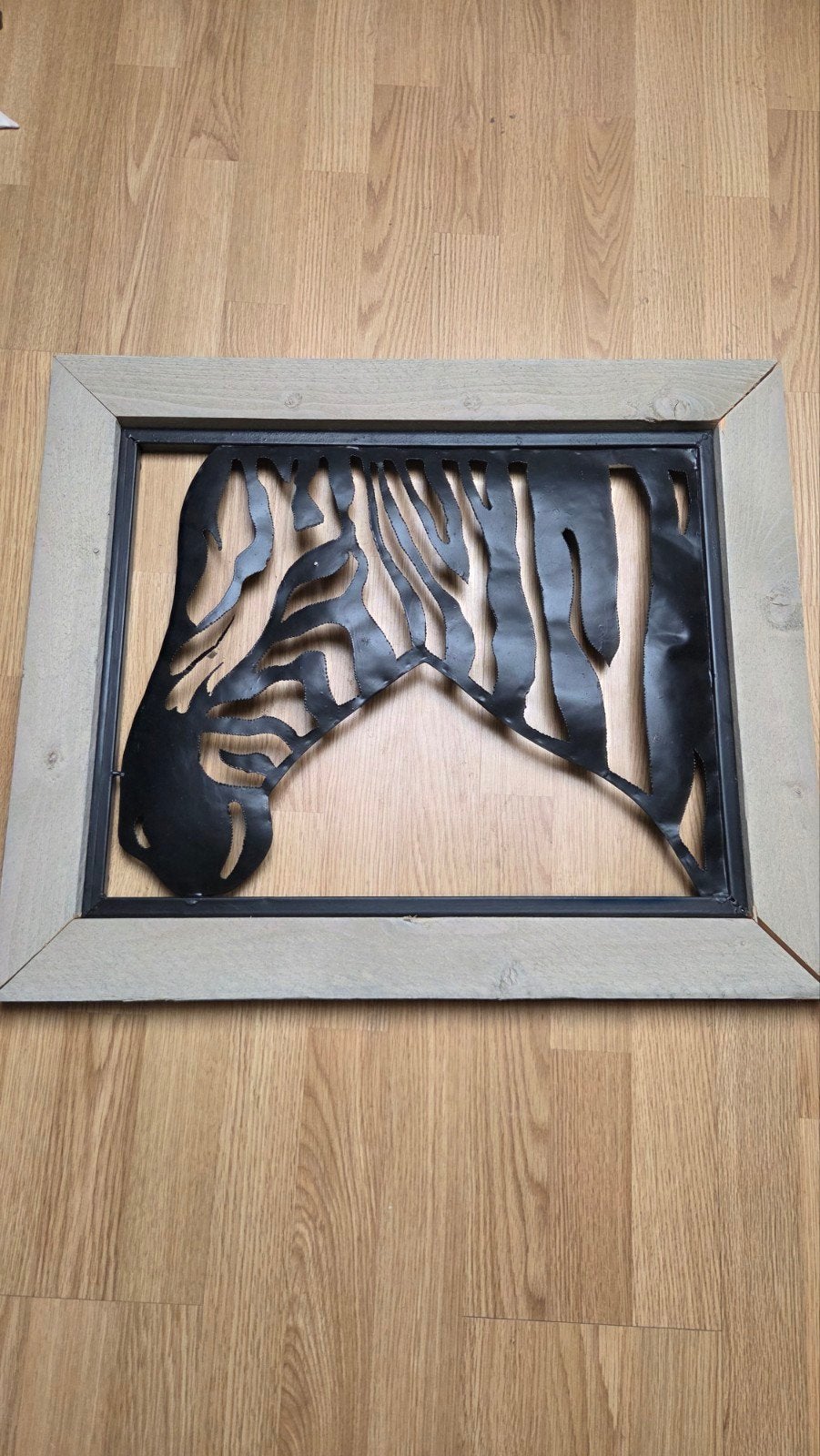 Zebra hoofd wanddecoratie - Hout en metaal, Ophalen, Gebruikt, Zwart, Hout