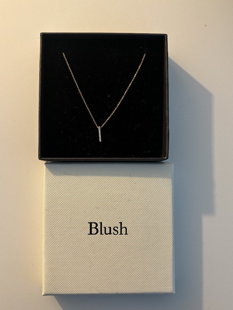 Blush Ketting met staafje zirkonia 14k goud, Sieraden, Tassen en Uiterlijk, Kettingen, Verzenden, Zo goed als nieuw, Goud, Goud