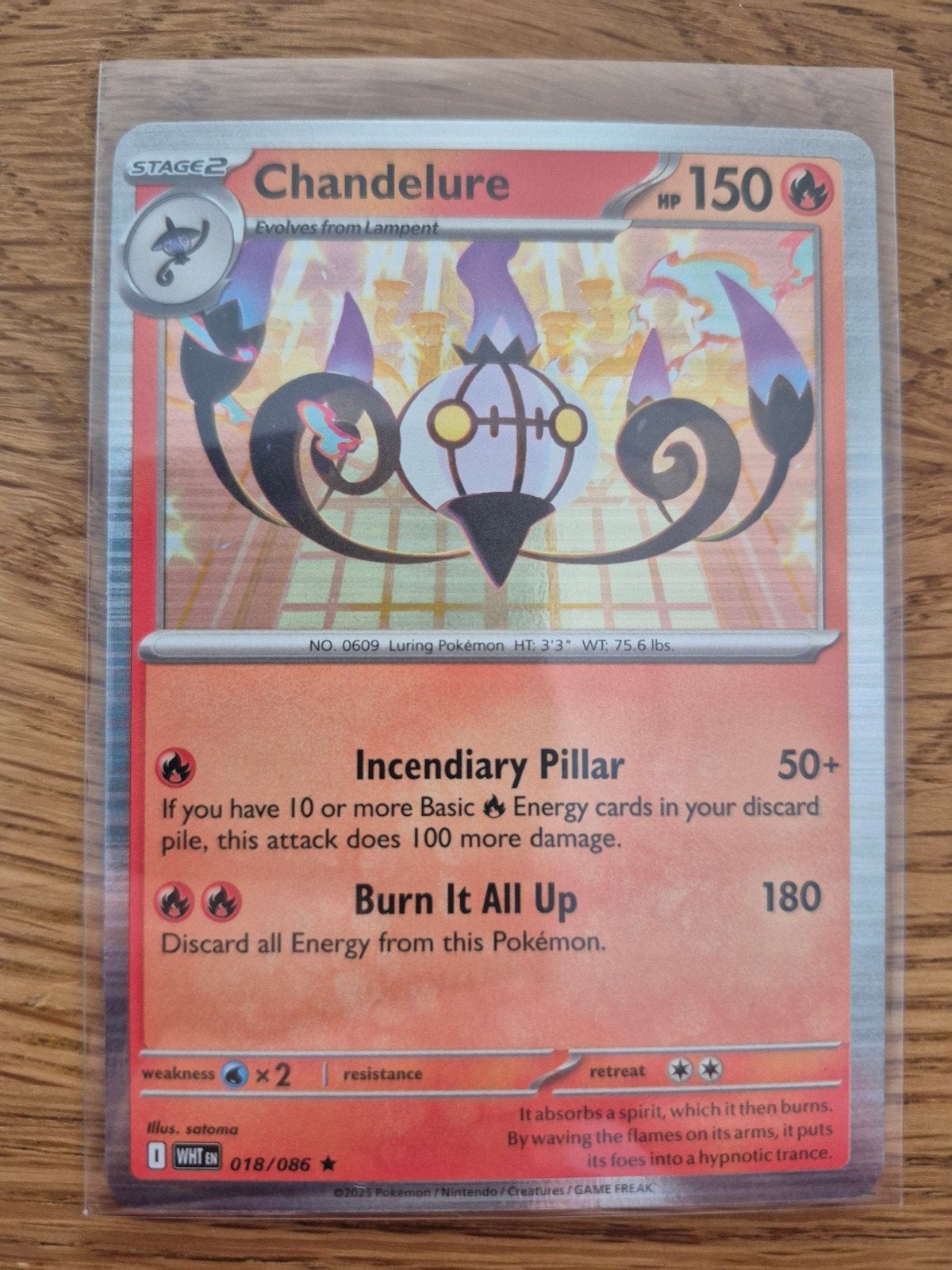 Chandelure 018/086 Rare Holo, Ophalen of Verzenden, Zo goed als nieuw, Losse kaart, Foil