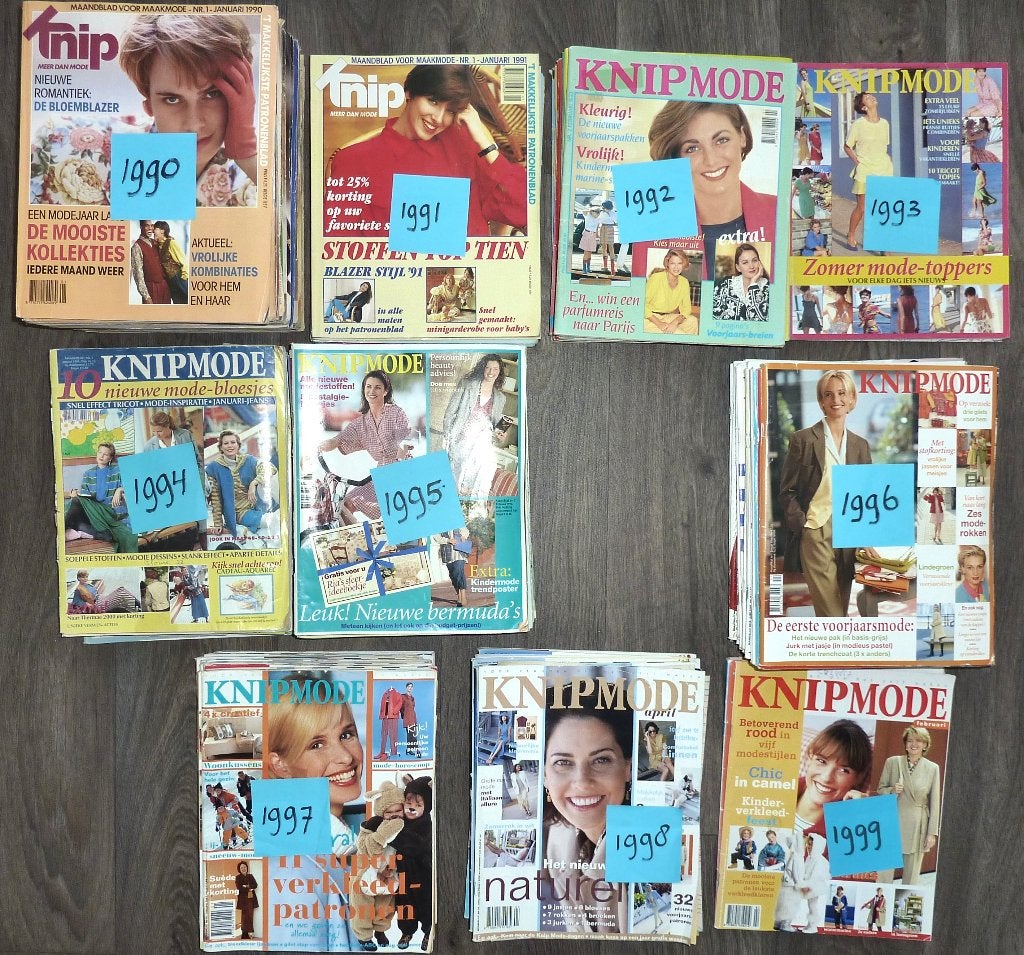 Knipmode 1990 t/m 1999 diverse nummers RETRO/VINTAGE, Hobby en Vrije tijd, Kledingpatronen, Ophalen, Overige typen, Vrouw, Zo goed als nieuw