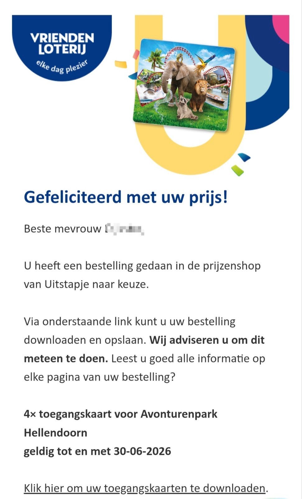 Attractiepark Hellendoorn 4 x toegangskaarten, Tickets en Kaartjes, Drie personen of meer, Ticket of Toegangskaart
