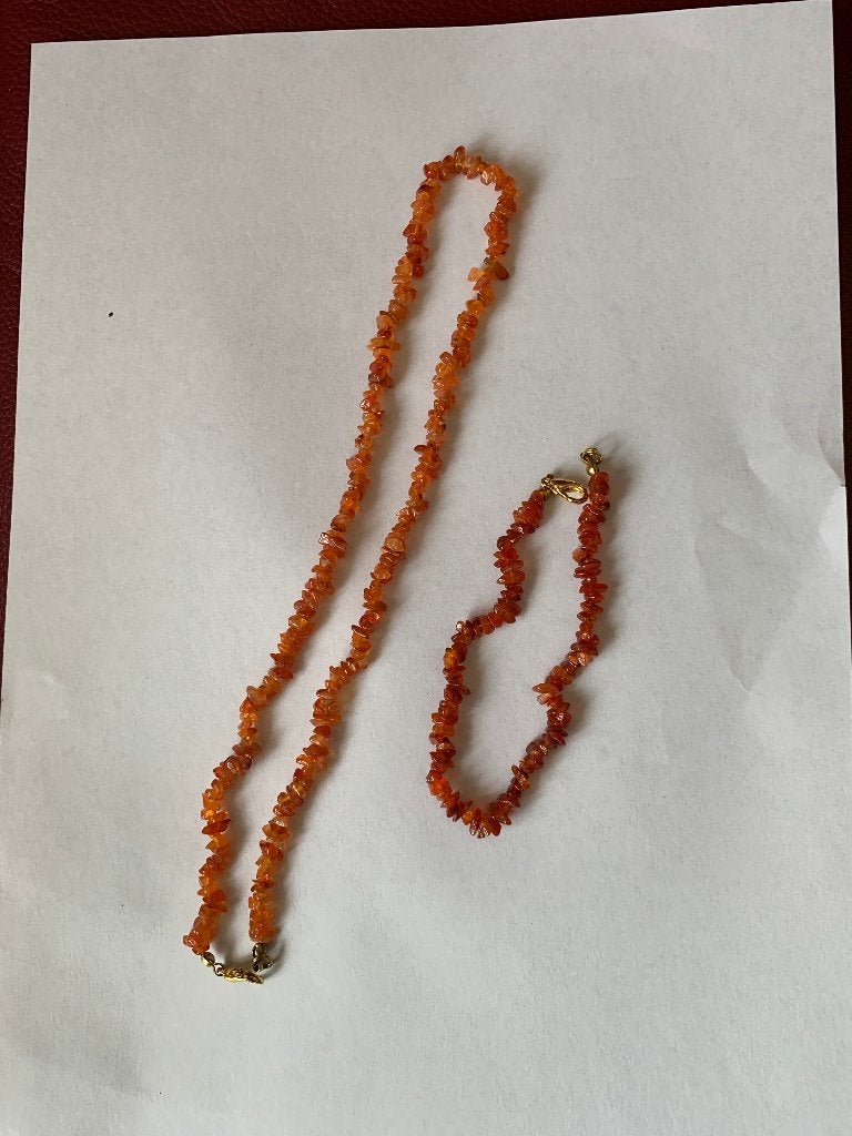 Oranje ketting en armband set van natuursteen, Verzenden, Nieuw, Oranje, Steen of Mineraal