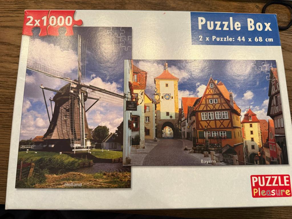 Puzzle Box: 2x1000 stukjes Holland & Bayern, Ophalen of Verzenden, 500 t/m 1500 stukjes, Gebruikt, Legpuzzel