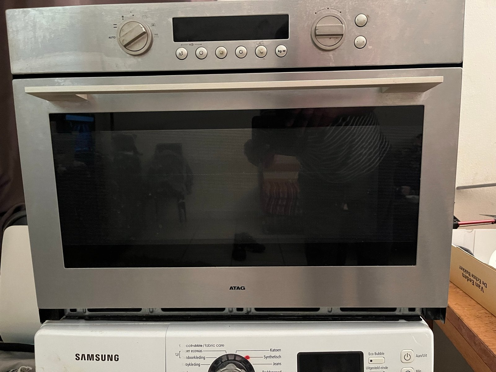 ATAG MX4211AUU/A01 Inbouw Combi-oven - Zilver, Witgoed en Apparatuur, 45 tot 50 cm, Gebruikt, Hete lucht, 60 cm of meer