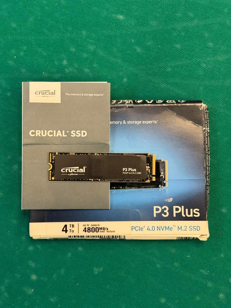 Crucial P3 Plus 4TB NVMe SSD - ZGAN met 8 draaiuren!, Intern, Server, SSD, Ophalen of Verzenden