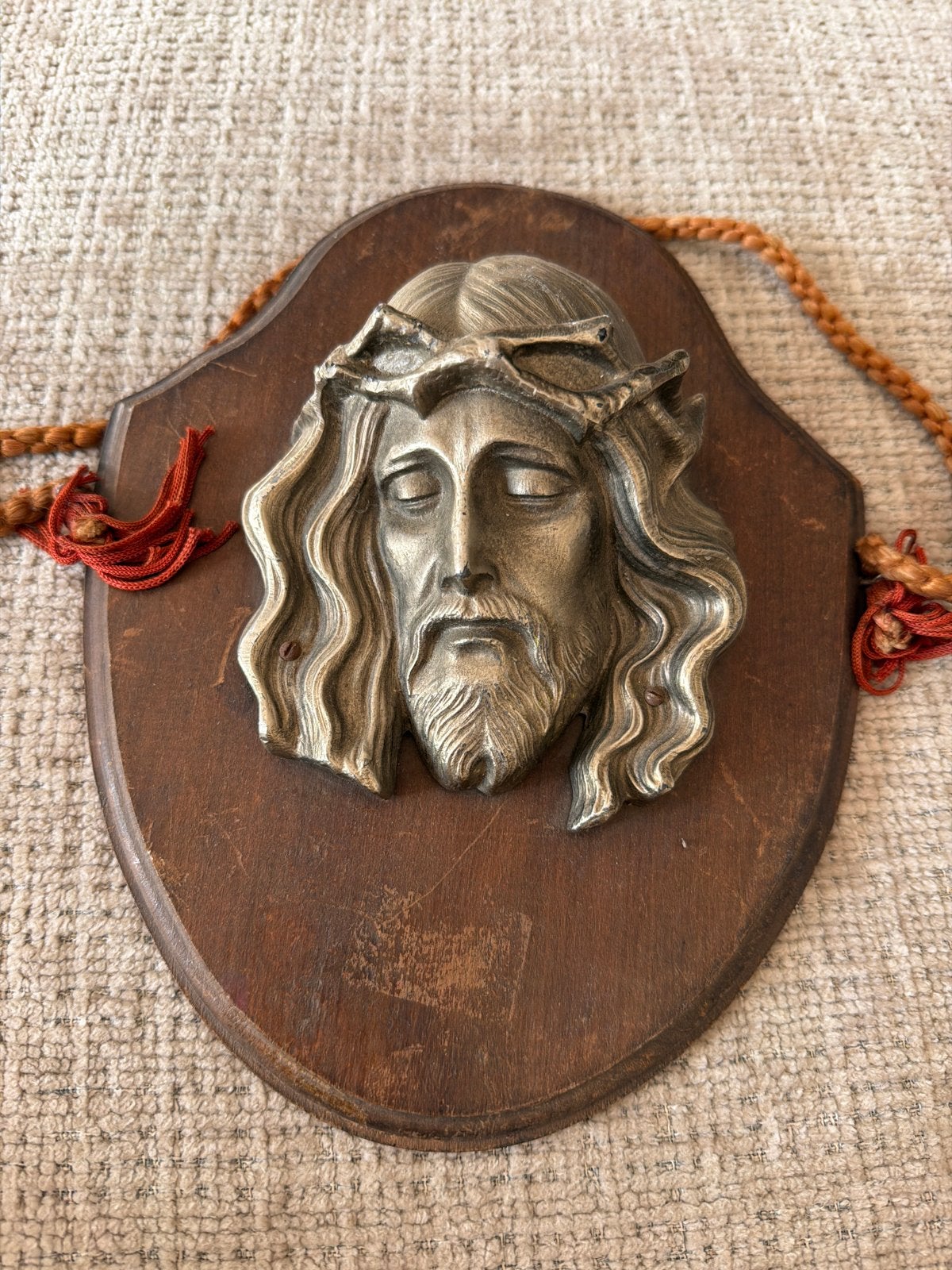 Vintage Jezus Christus Hoofd Wanddecoratie, Antiek en Kunst, Ophalen of Verzenden