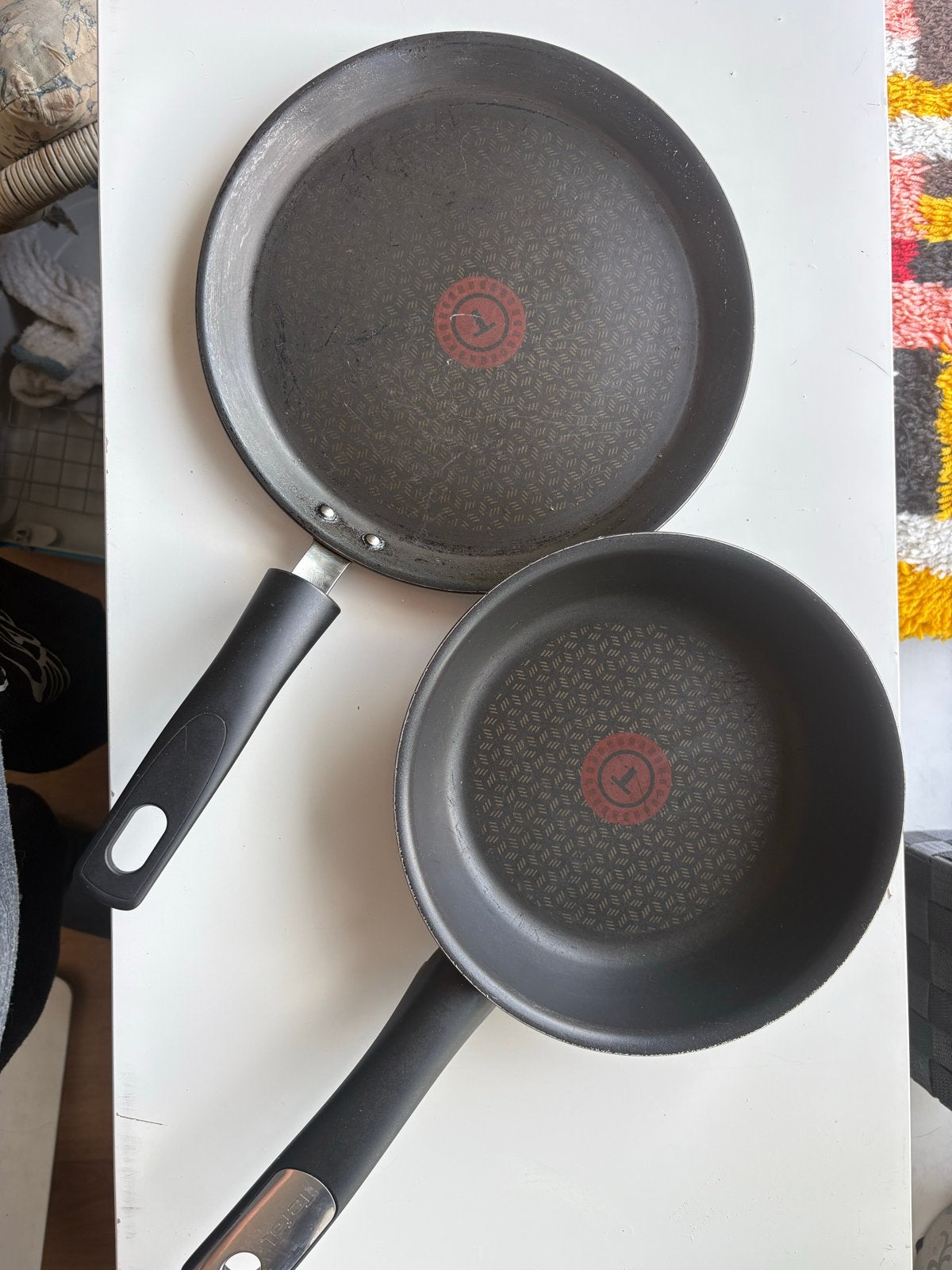 Tefal pannenkoekenpan en koekenpan - Gebruikt, Pannenkoekenpan, Antiaanbaklaag, Aluminium, Ophalen of Verzenden