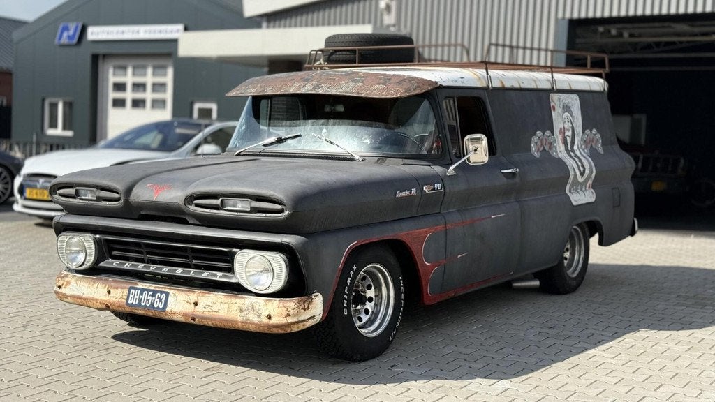 Chevrolet USA C10 V8 Apache panelvan 1962 NL Kenteken, Auto's, Gebruikt, 1907 kg, Zwart, Leder
