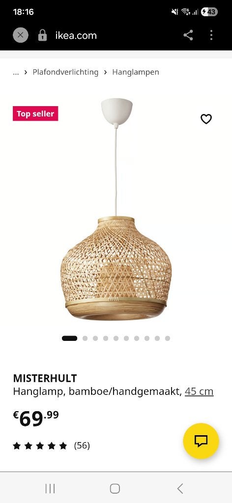 Ikea lamp, Ophalen, Zo goed als nieuw, Minder dan 50 cm