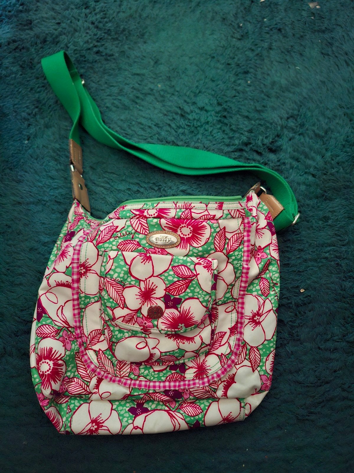 Oilily Schoudertas met Bloemenprint, Ophalen of Verzenden, Gebruikt, Groen, Oilily