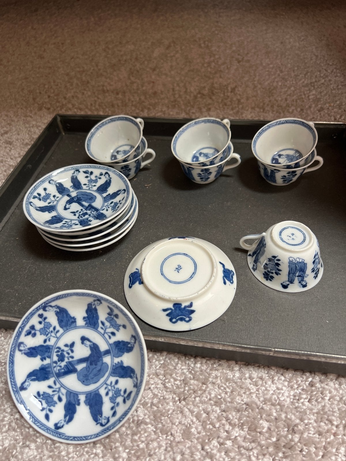 Antiek Chinees porseleinen theeservies - Blauw/Wit, Ophalen of Verzenden