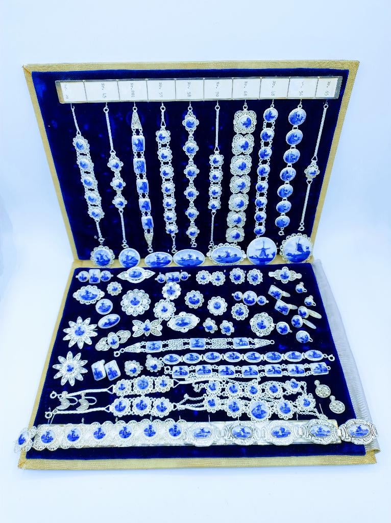 Authentiek zilveren sieraden met Delfts blauw aardewerk!, Sieraden, Tassen en Uiterlijk, Armbanden, Nieuw, Zilver, Blauw, Verzenden