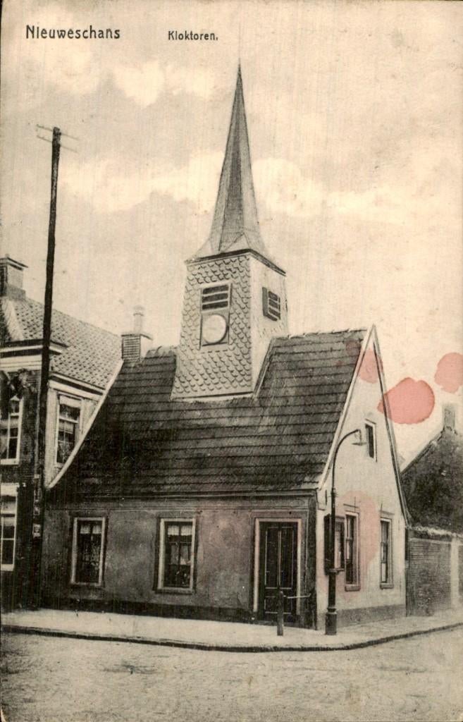 Nieuweschans - Kloktoren - Vooraanzicht, Ophalen of Verzenden, Voor 1920, Gelopen, Groningen
