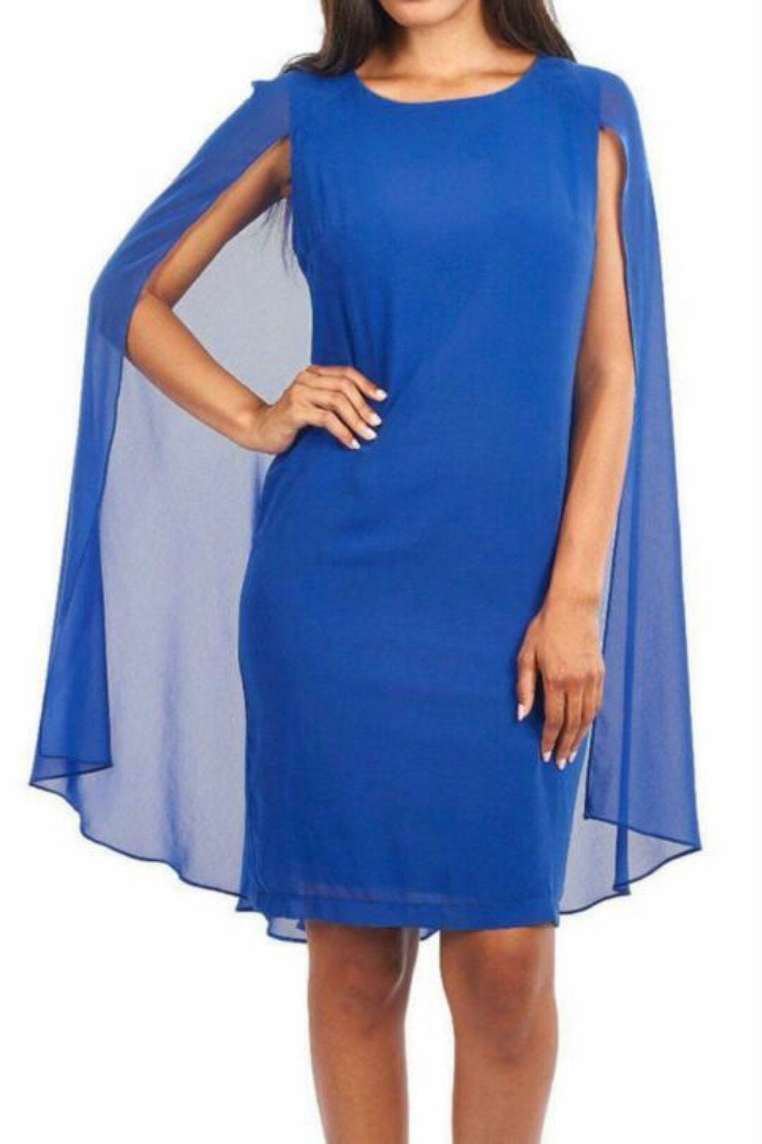 Ribkoff luxe jurk hemelsblauw met chiffon cape maat 40, Maat 38/40 (M), Nieuw, Onder de knie, Verzenden