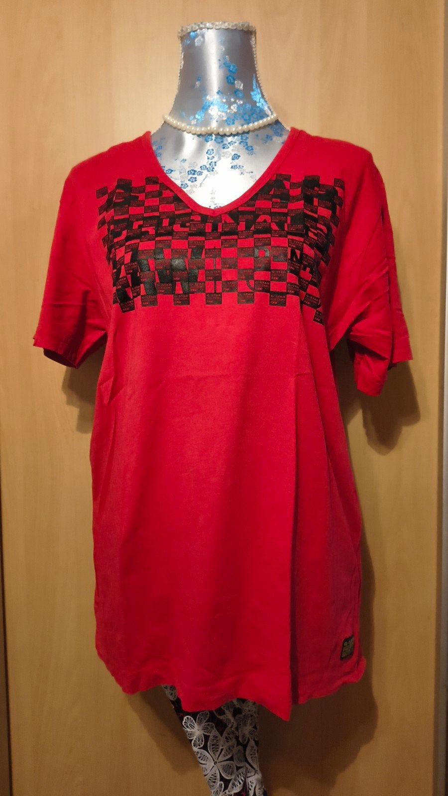 G-Star RAW Rood T-shirt met v-hals maat L, Ophalen of Verzenden, Zo goed als nieuw, Rood, G-Star Raw