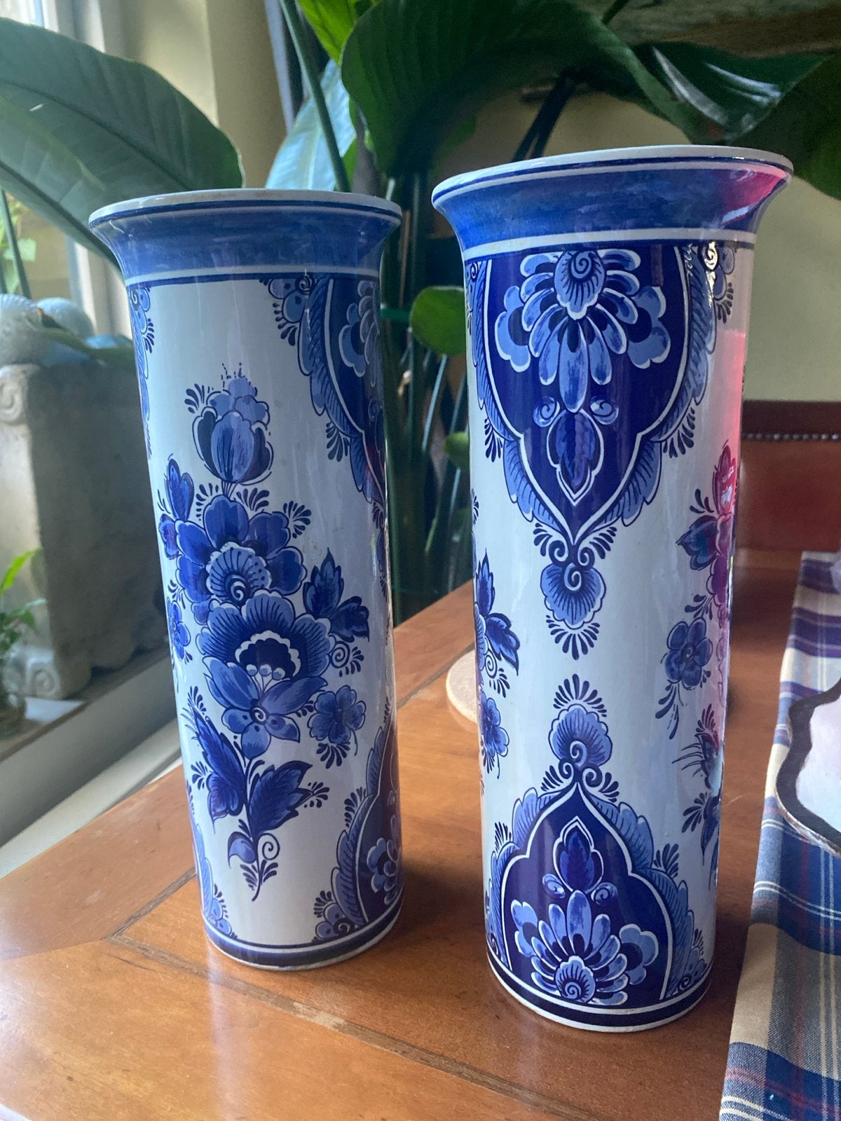 Set van 2 Delft Blauw Handwerk Vazen, Antiek en Kunst, Antiek | Vazen, Ophalen of Verzenden