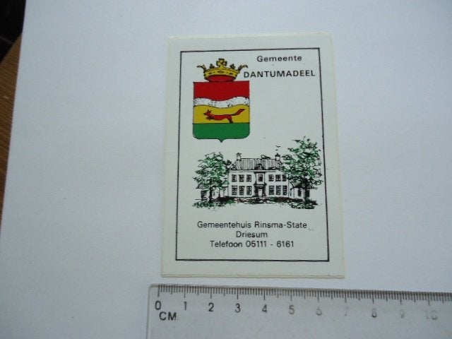 sticker oud Driesum Dantumadeel Rinsma state retro huis, Verzamelen, Stickers, Verzenden, Zo goed als nieuw, Bedrijf of Vereniging