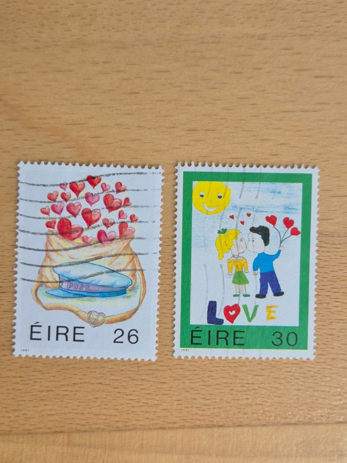 Ierland 1991 liefde, Ophalen of Verzenden, Ierland, Gestempeld