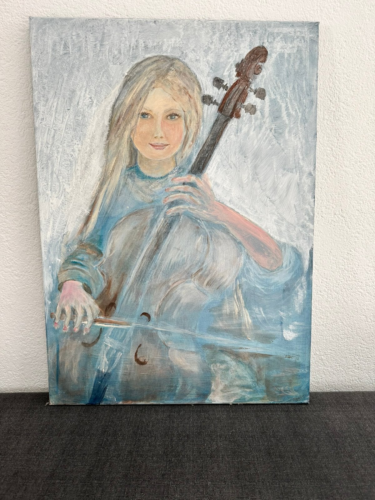 Celliste, Antiek en Kunst, Ophalen, Acrylverf, Handgeschilderd, Muziek