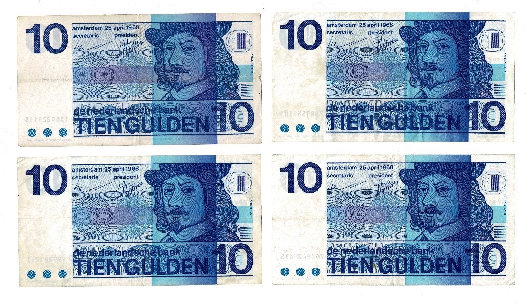 4x 10 gulden 1968 Frans Hals (Zie scans), Postzegels en Munten, Ophalen of Verzenden, 10 gulden, Los biljet