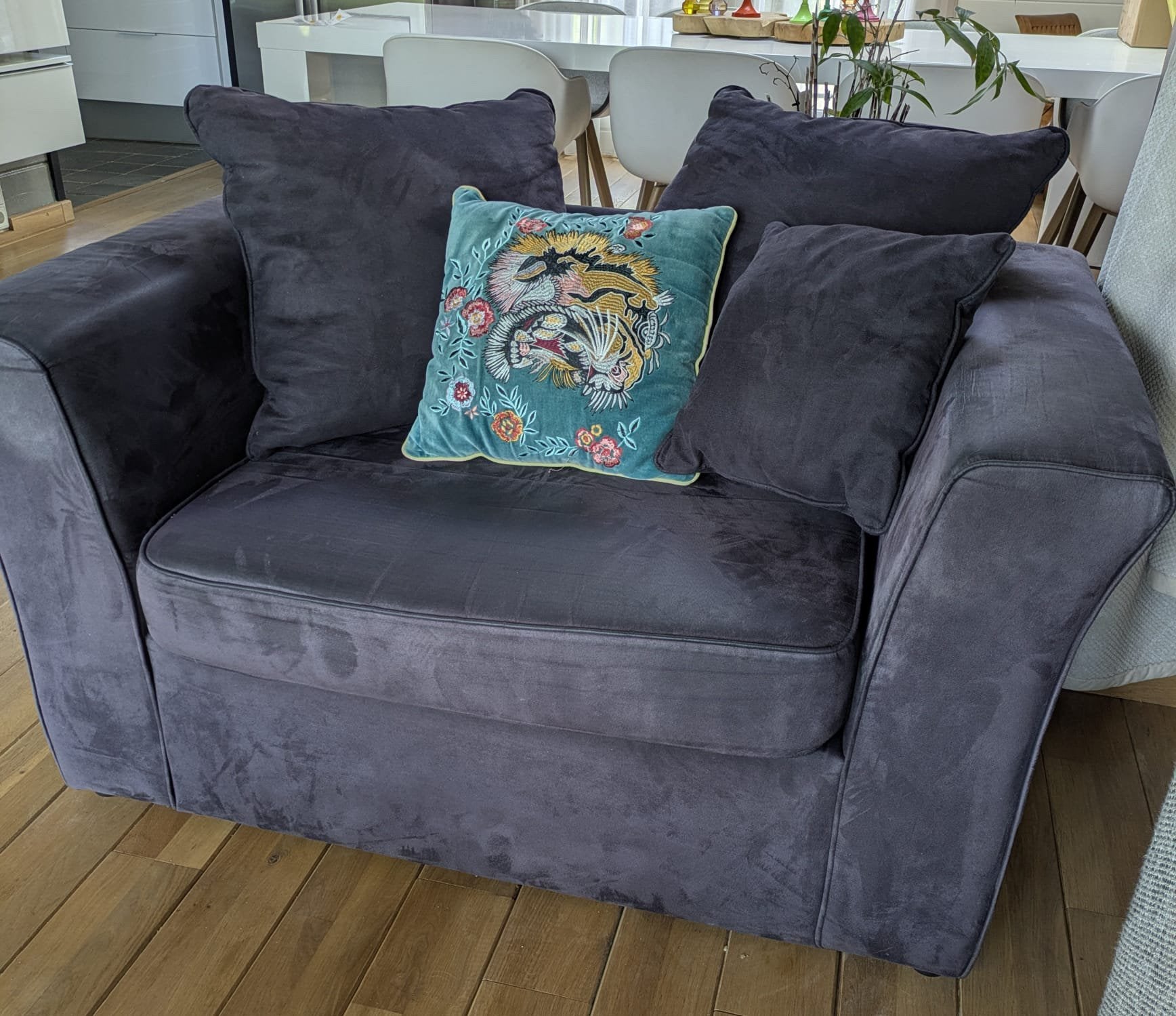Loungestoel loveseat grijs, Tweepersoons, 75 tot 100 cm, Ophalen of Verzenden, Zo goed als nieuw