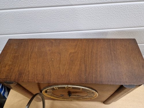 tafelklok pendule groot vintage hout, Huis en Inrichting, Woonaccessoires | Klokken, Ophalen of Verzenden, 'T Olde Gre-j, Info@toldegrej.nl
