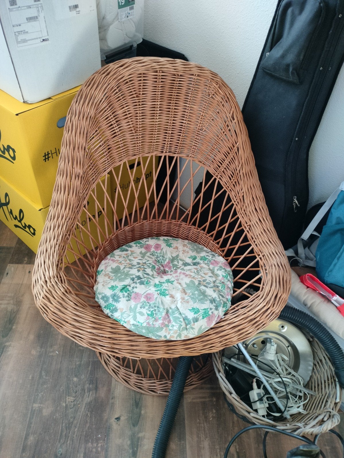 Comfortabele rotan rieten stoel - heerlijk zitten!, Ophalen, Gebruikt, Bruin, Boho, Vintage, Natuurlijk
