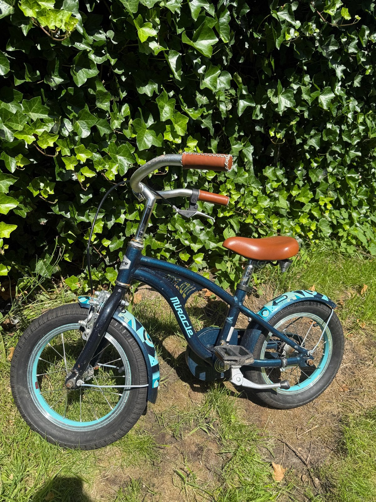Miracle kinderfiets 16 inch - Blauw/Turquoise, Fietsen en Brommers, Ophalen of Verzenden, Gebruikt, Velgrem, 16 tot 20 inch