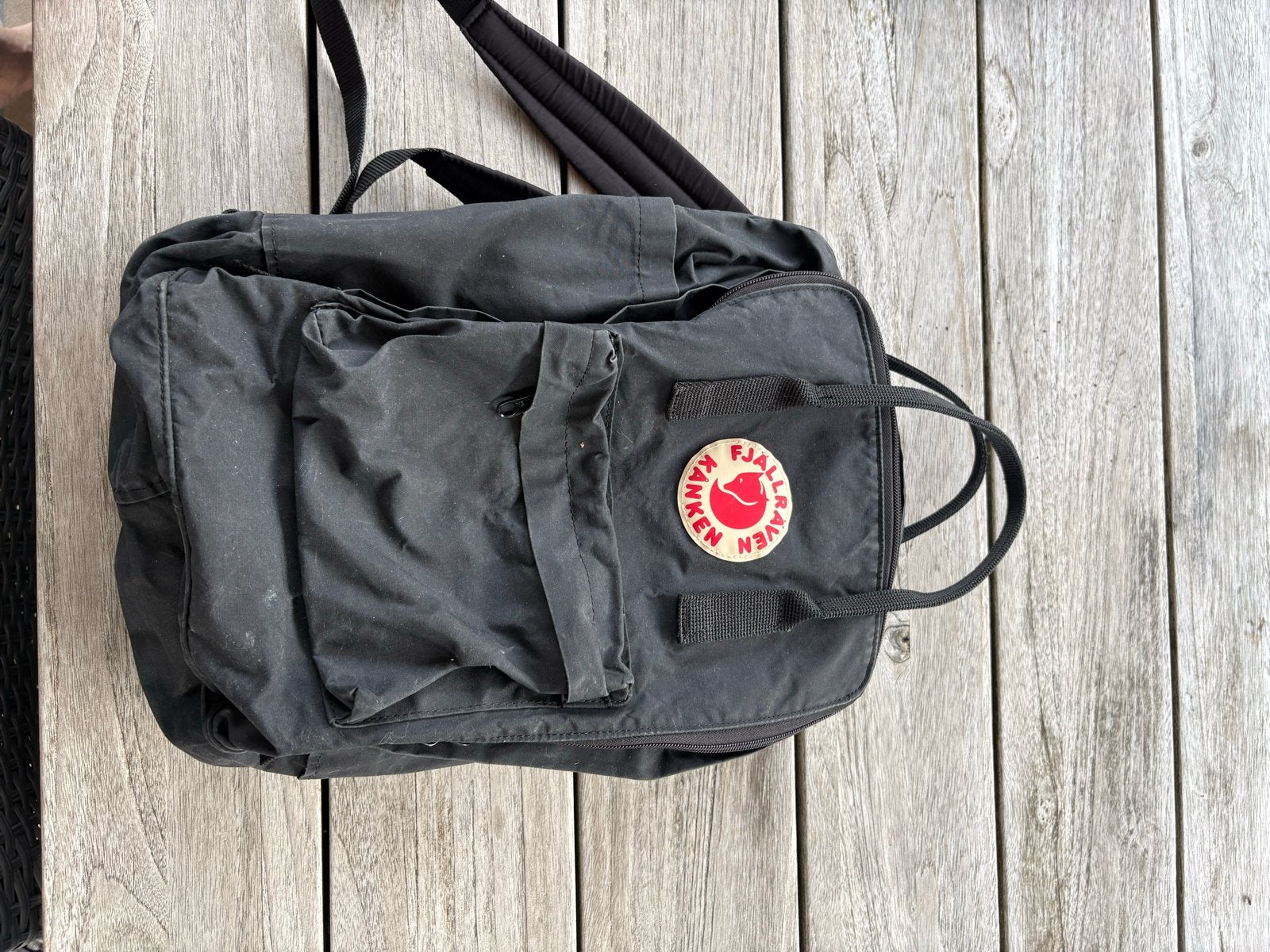 Fjallraven Kanken rugzak met laptopvak - Zwart, Gebruikt, 25 tot 40 cm, 30 tot 45 cm, Ophalen