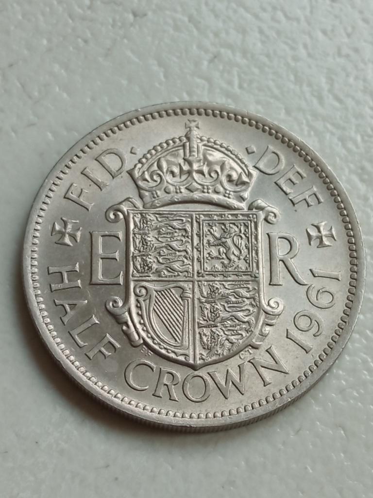 Verenigd Koninkrijk 1/2 crown 1961., Ophalen of Verzenden, Overige landen, Losse munt