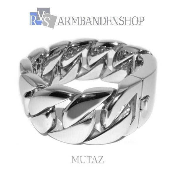Rvs staal brede heren armband "Mutaz". zilver kleurig RVS, Sieraden, Tassen en Uiterlijk, Armbanden, Verzenden, Nieuw, Zilver