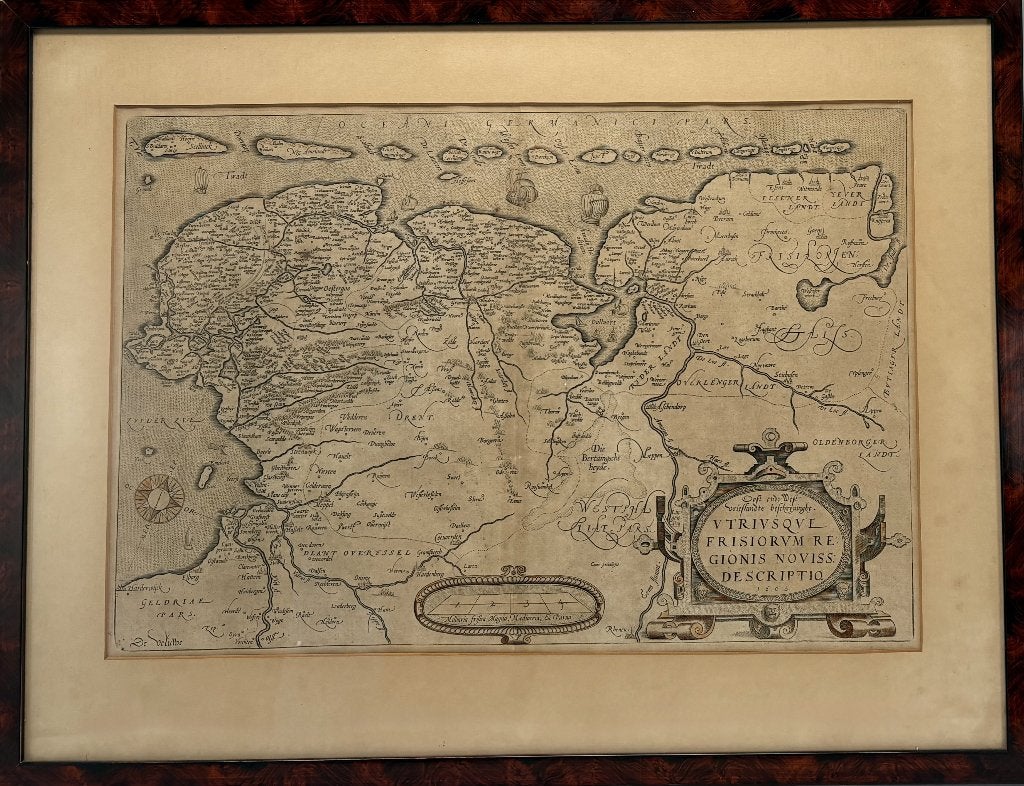 35. Kopergravure, Abraham Ortelius - Friesland, 1605, Boeken, Atlassen en Landkaarten, Ophalen of Verzenden, 1800 tot 2000, Nederland