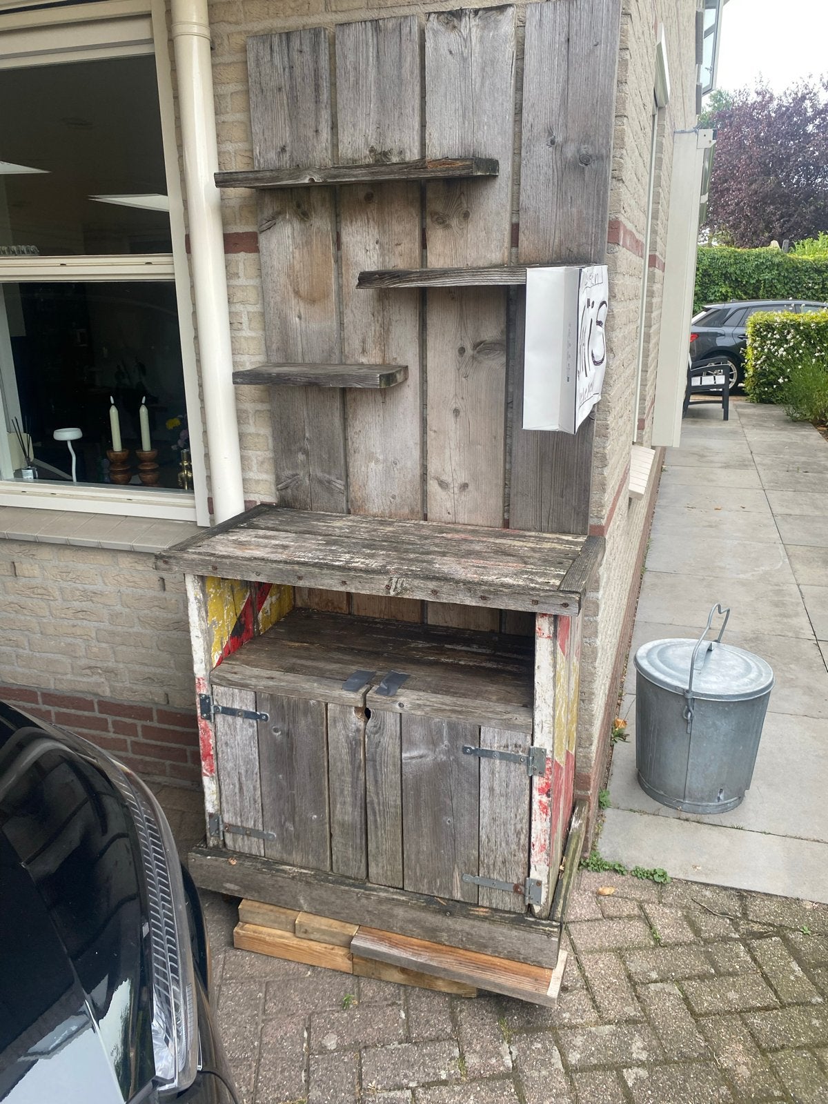 houten buitenkast met planken GRATIS, Tuin en Terras, Ophalen, Gebruikt, Hout, Overige typen