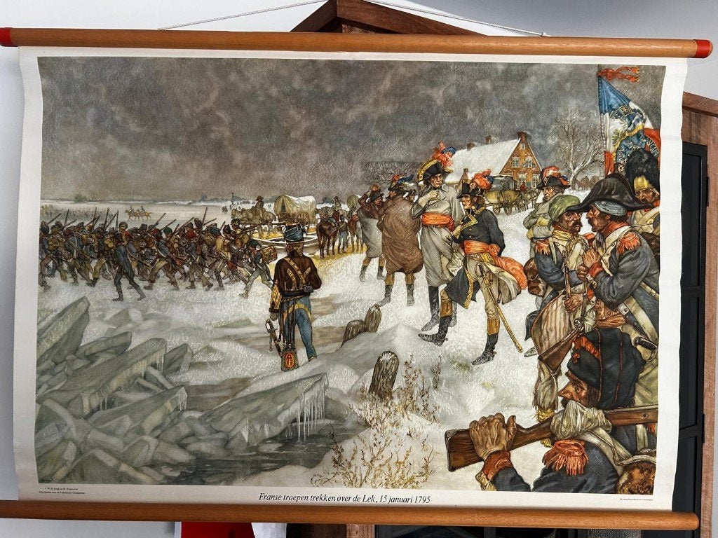Franse troepen trekken over de Lek, 1795, Ophalen of Verzenden, Natuur en Biologie