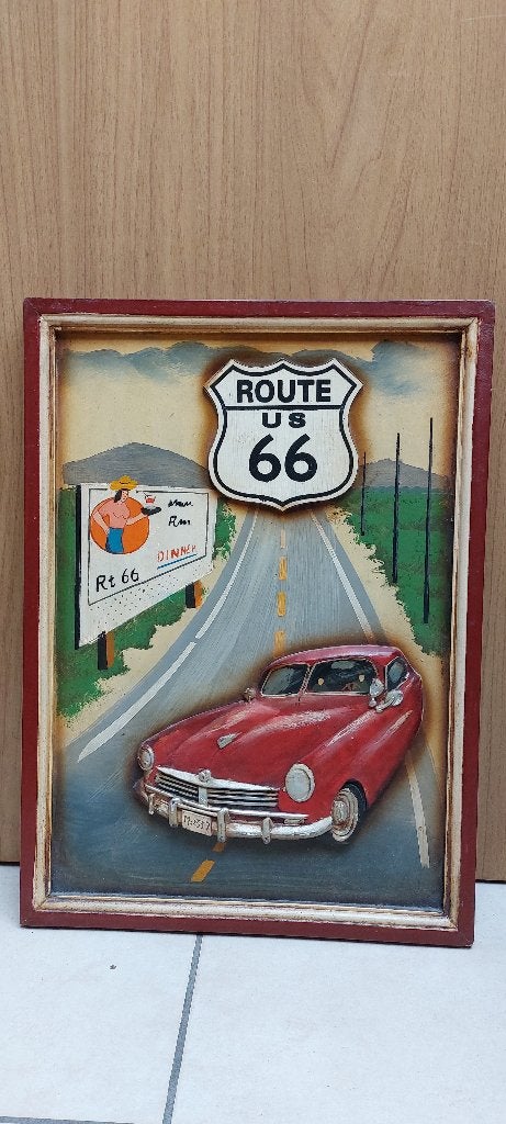 houten Amerikaans pubbord Route 66, 40 cm, Hout, Meerkleurig, 60 cm